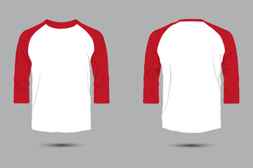 Raglan sleeve t-shirt mockup front and back view