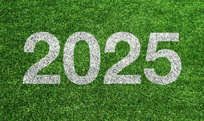 芝の上に書かれた2025の文字