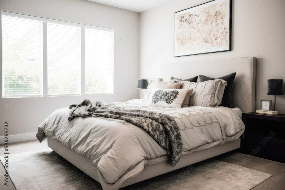 Poster rustic home design with ethnic decoration created with generative ai technology