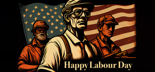 Fototapeta na wymiar Happy Labor day background design with American Flag. Generative Ai illustration. 