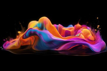 Photo white and neon colors liquid wavy fluid abstract background. AI generated