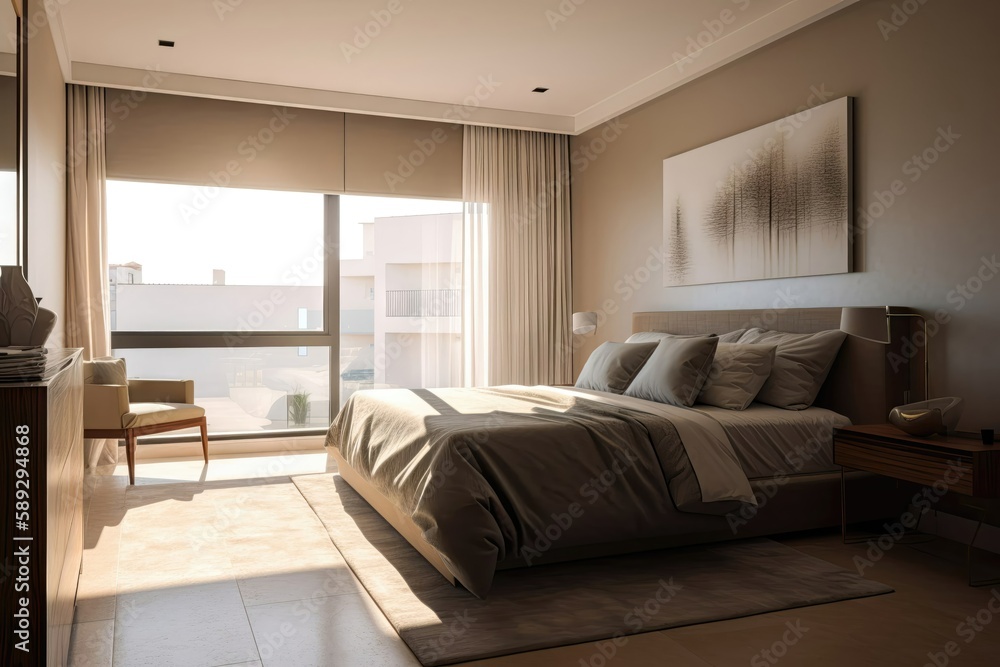 Poster rustic home design with ethnic decoration created with generative ai technology