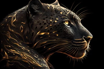 Foto op Plexiglas Gold black jaguar art. AI generation © Red Dragon