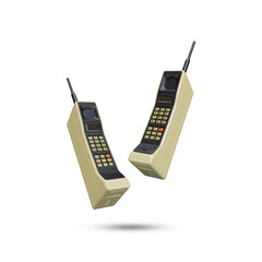 World first mobile phone. Vintage classic mobile phone. 3D Rendered Illustration.