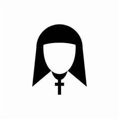 Young Nun logo design. Illustration of young nun with cross necklace.