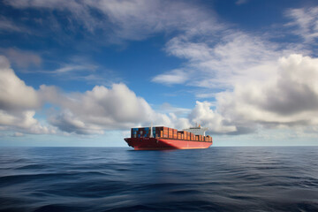 cargo ship carrying a container for importing export goods to a client, conceptual logistics and supply chain. Generative AI