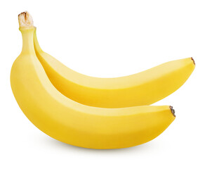 Two ripe yellow bananas isolated on transparent background