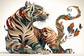 Tiger, Paper quilling AI Generative 