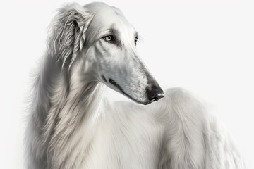 Graceful and Elegant: Stunning Borzoi Dog on a White Background