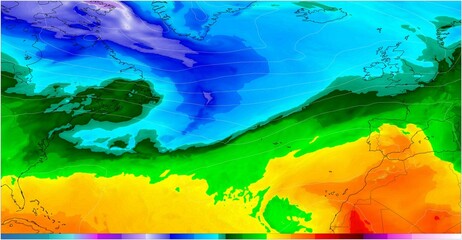 El mapa de Hadley Cell representa el patrón de circulación atmosférica en los trópicos, donde el aire cálido asciende cerca del ecuador y viaja hacia los polos antes de enfriarse y descender de nuevo  - obrazy, fototapety, plakaty