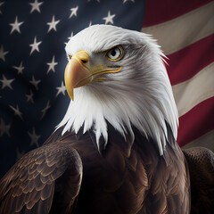 Naklejka premium American Bald Eagle with Flag