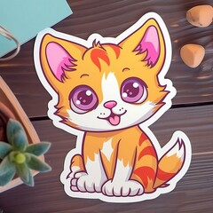 Obraz premium Adorable Kitten Sticker - Perfect for Cat Lovers and Decorating Laptops, Journals, and More!