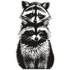 Cute kids hand drawn nursery poster with raccoon animal © Сергей Тарасюк