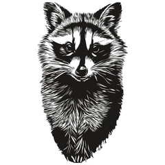 Cute kids hand drawn nursery poster with raccoon animal