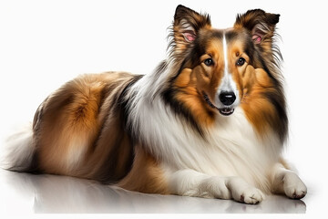 Majestic Collie Dog on White Background - Perfect for Collie Lovers!