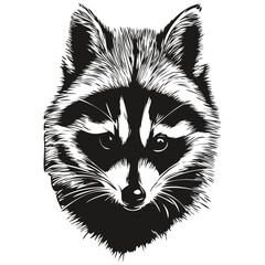 Hand drawn raccoon on a white background