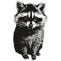 Hand drawn raccoon on a white background