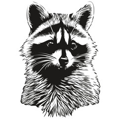 Portrait of a cute raccoon on a white background