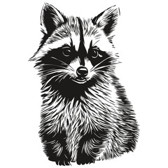 Raccoon sketches, outline with transparent background, hand drawn illustration © Сергей Тарасюк