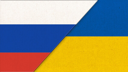 Flag of Ukraine and russia. National symbols of Ukraine and russia