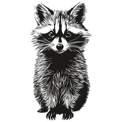 Vector image of silhouette of a raccoon on a white background