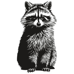 Vintage engrave isolated raccoon illustration cut ink sketch