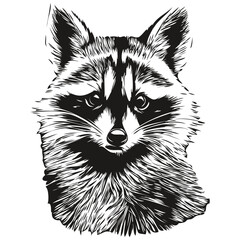 Vintage engrave isolated raccoon illustration cut ink sketch