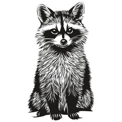 Vintage engrave isolated raccoon illustration cut ink sketch