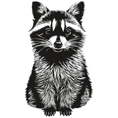 Vintage engrave isolated raccoon illustration cut ink sketch