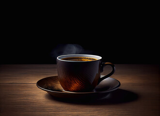 Obraz premium Close up hot coffee cup and smoke. Created with Generative AI