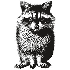 Vintage engrave isolated raccoon illustration cut ink sketch