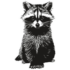 Black and white linear paint draw raccoon vector illustration © Сергей Тарасюк