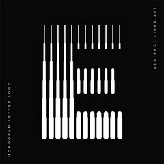 Letter E Logo with Abstract Line Pattern