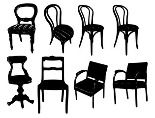 set of chair silhouette