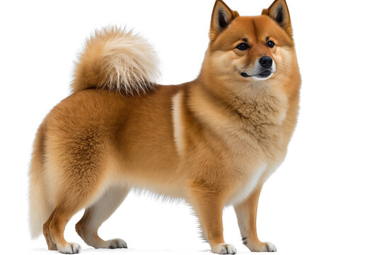 Captivating Finnish Spitz on White Background - A Nordic Beauty