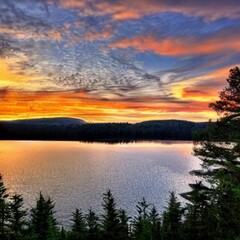 Fototapeta na wymiar Lake view at sunset