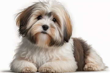 Naklejka na ściany i meble Adorable Havanese Dog on White Background - Perfect Pet for Your Family