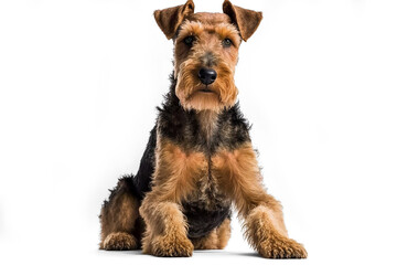 Regal and Playful: Welsh Terrier Dog on White Background