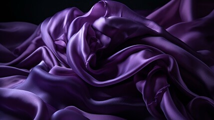 Generate a description of a delicate and flowing purple silk fabric in 200 words. Leave only nouns and adjectives. Separate the words with commas. Generative AI