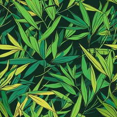 A seamless pattern of bamboo leaves. SEAMLESS BAMBOO WALLPAPER. © Gogi