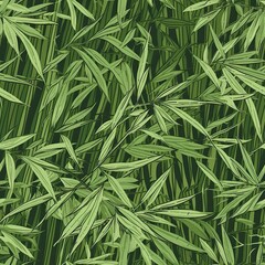 A seamless pattern of bamboo leaves. SEAMLESS BAMBOO WALLPAPER. © Gogi