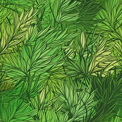 A seamless pattern of bamboo leaves. SEAMLESS BAMBOO WALLPAPER. © Gogi