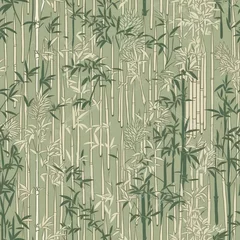Miniature bamboo forest seamless pattern in shades of green. SEAMLESS BAMBOO WALLPAPER. © Gogi