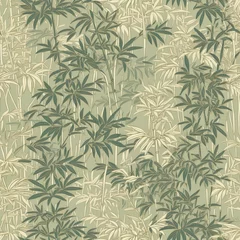 Miniature bamboo forest seamless pattern in shades of green. SEAMLESS BAMBOO WALLPAPER. © Gogi