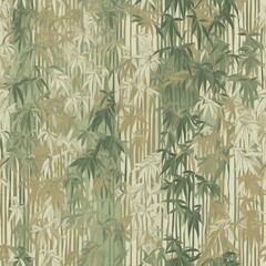 Miniature bamboo forest seamless pattern in shades of green. SEAMLESS BAMBOO WALLPAPER.