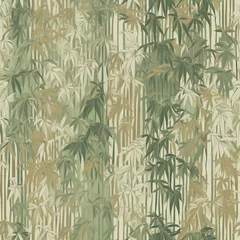 Miniature bamboo forest seamless pattern in shades of green. SEAMLESS BAMBOO WALLPAPER. © Gogi