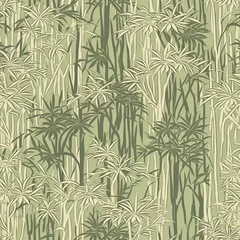 Miniature bamboo forest seamless pattern in shades of green. SEAMLESS BAMBOO WALLPAPER. © Gogi