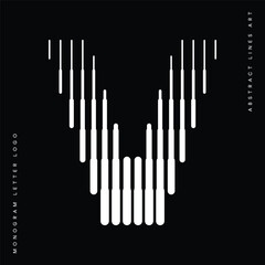 Letter V Logo with Abstract Line Pattern
