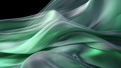 Green abstract background luxury cloth or liquid wave or wavy folds of grunge silk texture satin velvet material or luxurious or elegant wallpaper design, background , generative AI