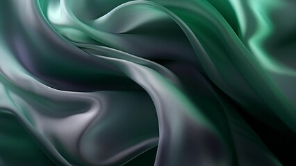 Green abstract background luxury cloth or liquid wave or wavy folds of grunge silk texture satin velvet material or luxurious or elegant wallpaper design, background , generative AI
